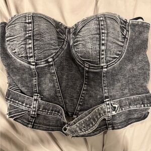 Gray Denim Bustier Top